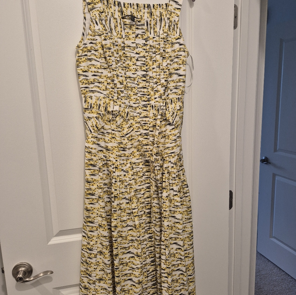 White House Black Market Yellow Black Midi Sundress